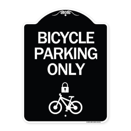 Bicycle Parking Only With Cycle And Lock Symbol Heavy-Gauge Aluminum Architectural Sign